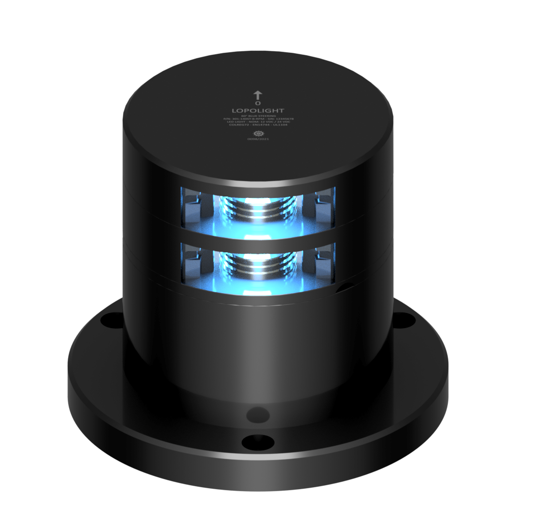60° Blue Steering, dbl. dimm via RPM control black 60° Blue Steering, dbl. dimm via RPM control black